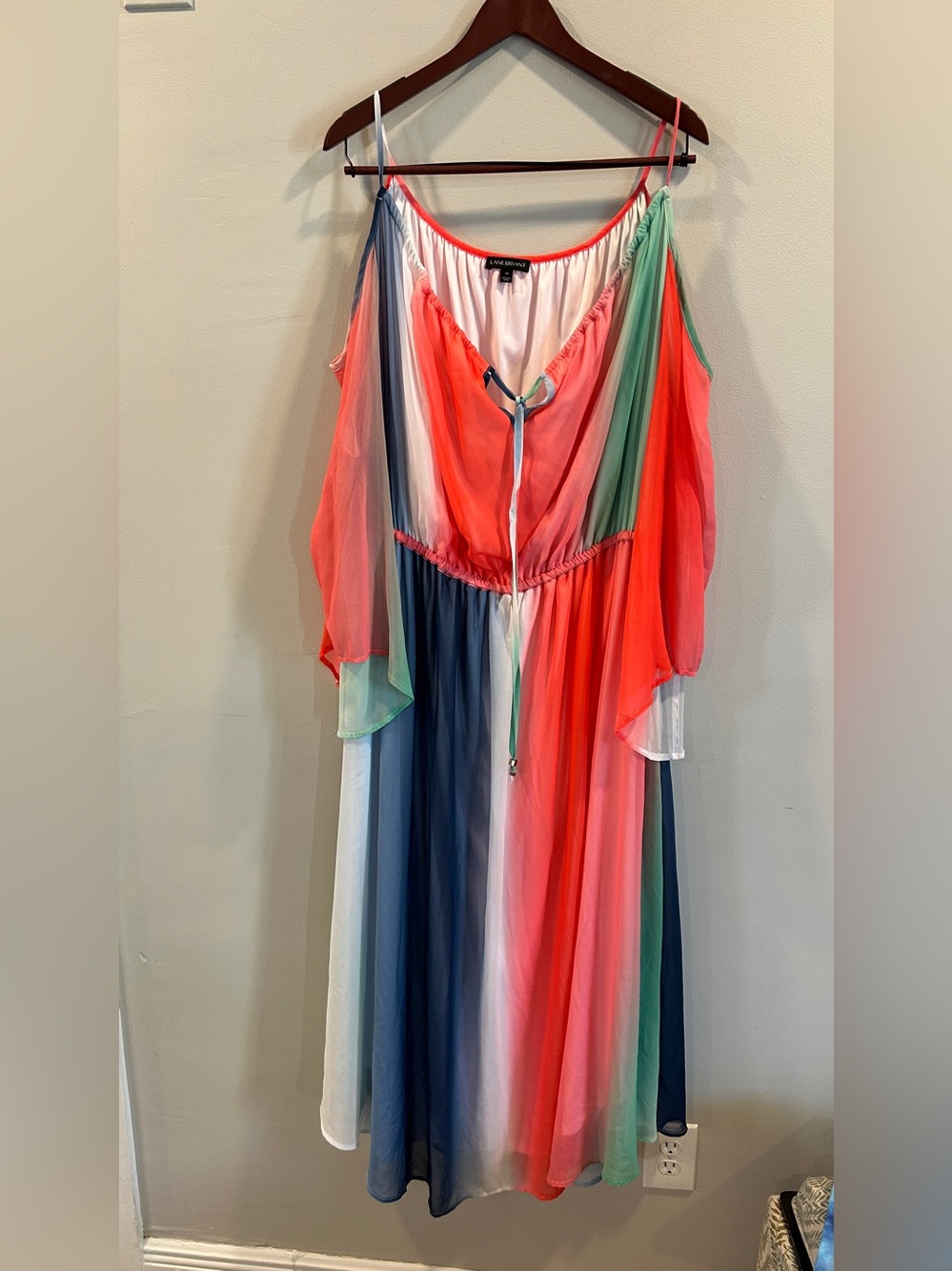 Lane Bryant Ombré Cold Shoulder Flutter Sleeve Dress Size 24